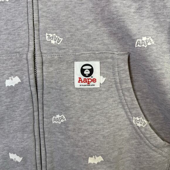 Aape by A Bathing Ape Logo Badge Full Zip Hoodie Men's Large - Picture 2 of 12